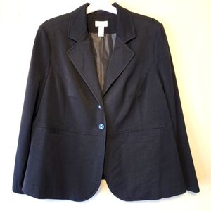 CHARTER CLUB WOMAN Black 2 Button Blazer Jacket Business Attire Long Sleeve 16W